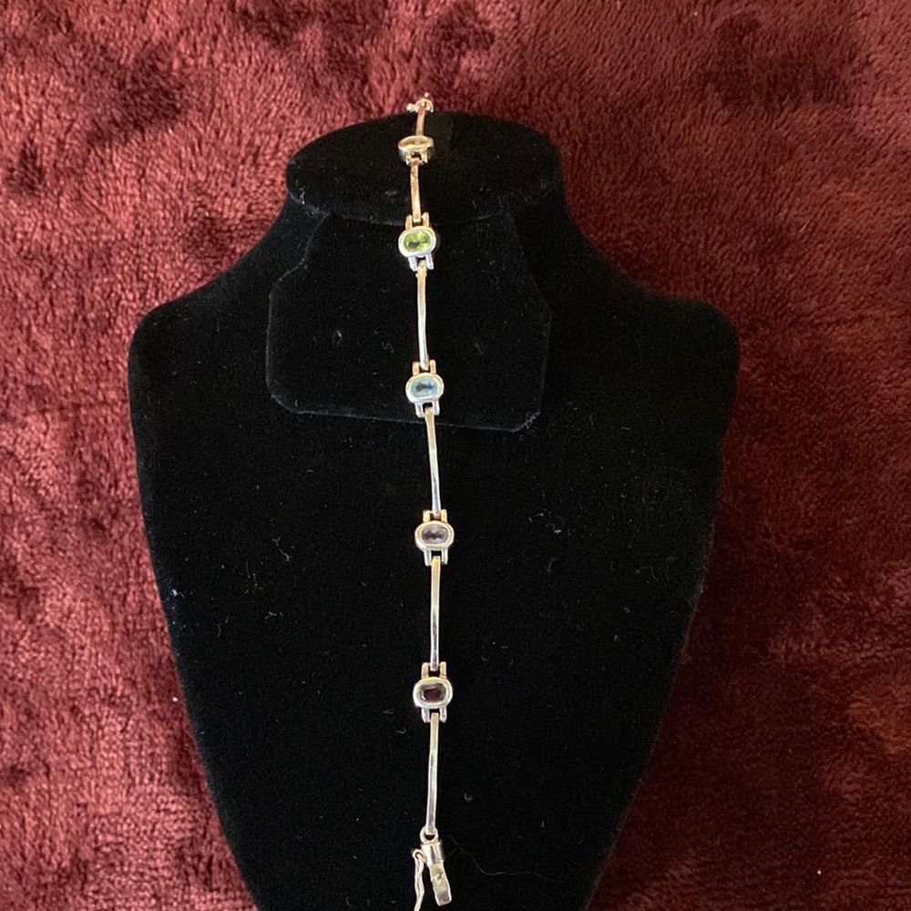 Sterling Silver Multi-Colored Stone Bracelet